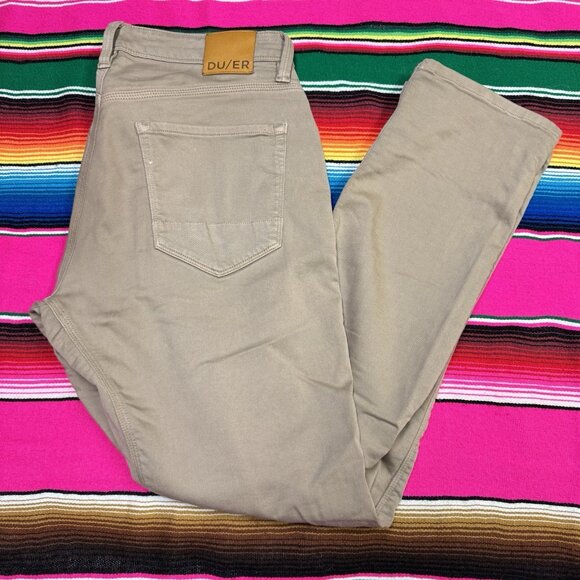 DU/ER No Sweat Pants Mens 32x31 Beige Light Tan Khaki Taper Chino Jeans N2X11 - Picture 9 of 9